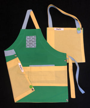 BagOn Apron is Green, Accents are Light Yellow and Light Blue